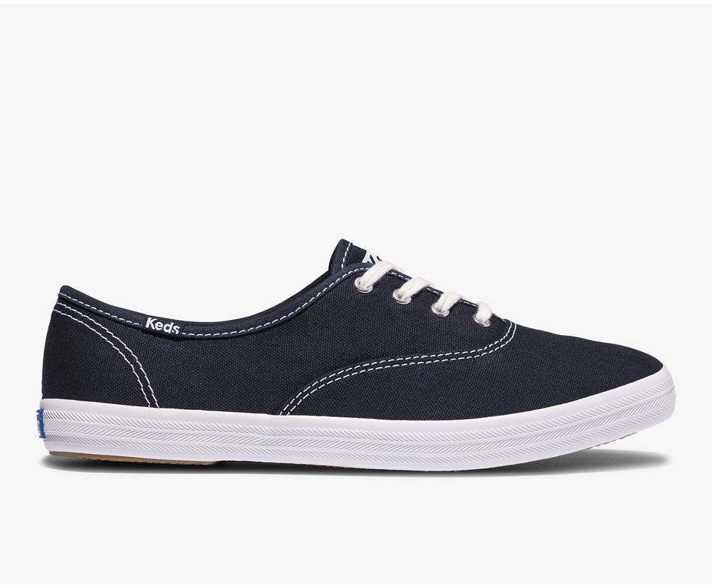 Keds Sneakers Navy - Champion Organic Cotton Canvas - Womens QZYTGF-312